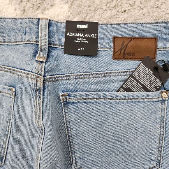 NEW MAVI Adriana Ankle Mid Rise Super Skinny in LT FRINGE 90's Size 26 - Picture 4 of 4